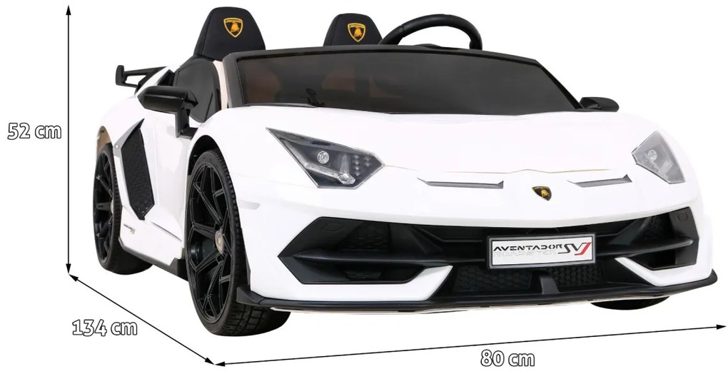 Carro elétrico para Crianças 2 Lugares Lamborghini SVJ DRIFT Rodas espuma EVA, e plástica (trás) assento couro ecológico Branco