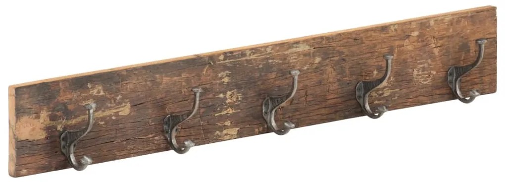 Bengaleiro com 5 ganchos 100x2,5x15cm madeira recuperada maciça