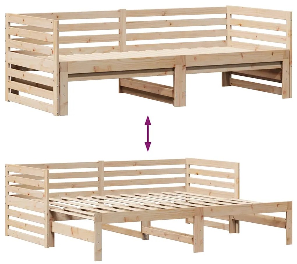 Sofá-cama com gavetas 90x200 cm madeira de pinho maciça