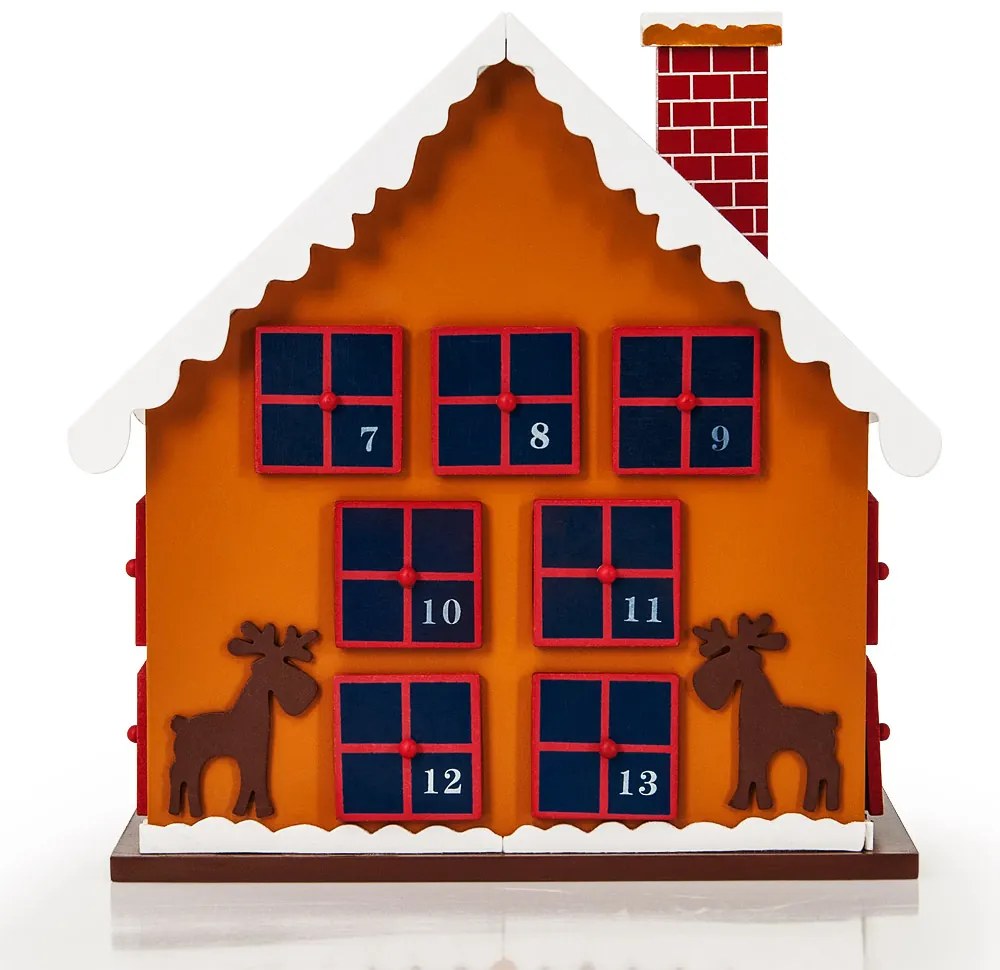 Calendário do Advento Casinha de Inverno em MDF 29 x 21 x 32 cm Multicolorido