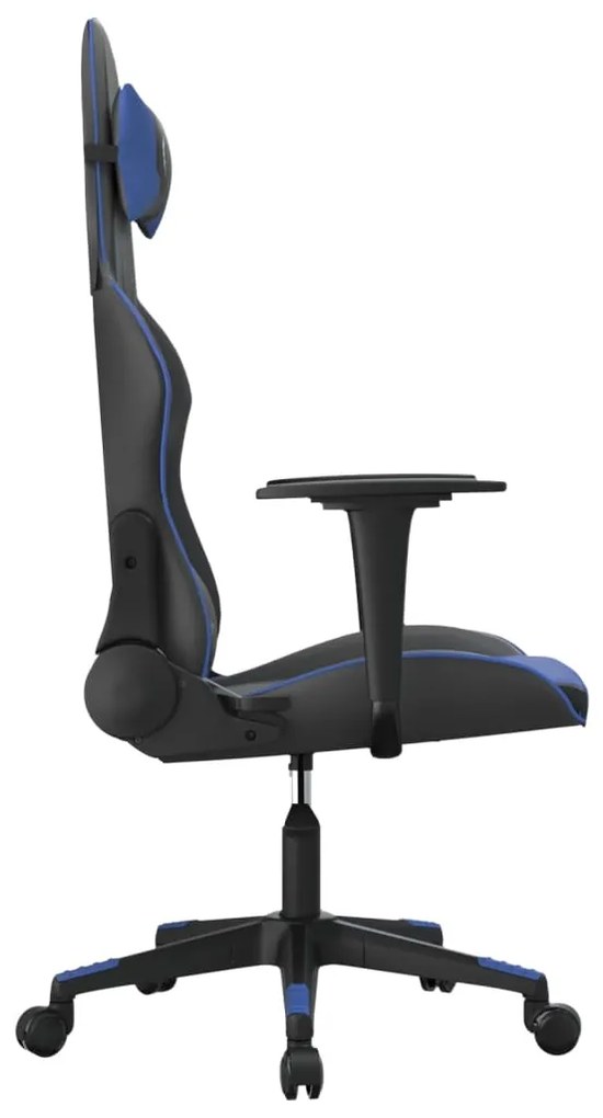 Cadeira gaming de massagens couro artificial preto e azul