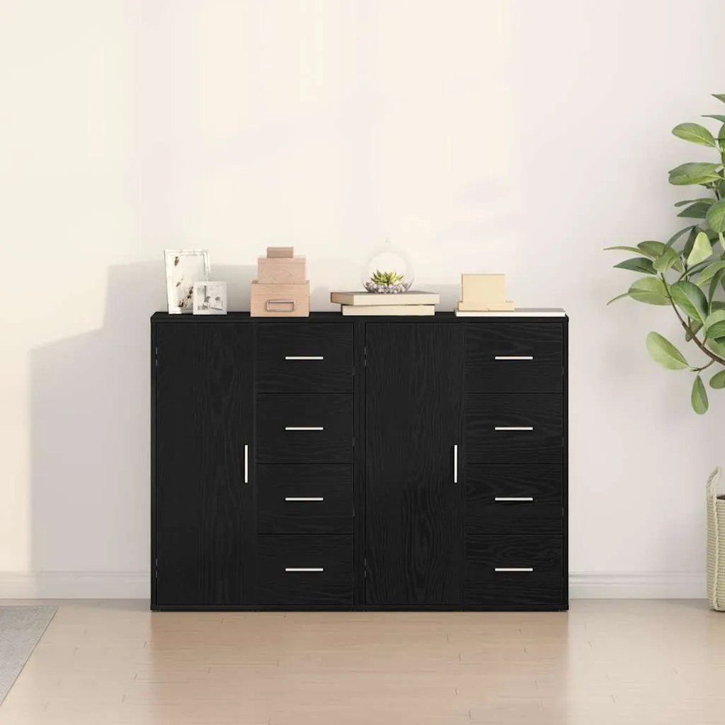 Buffets 2 pcs Carvalho Preto 60x31x84 cm Madeira Engenharia