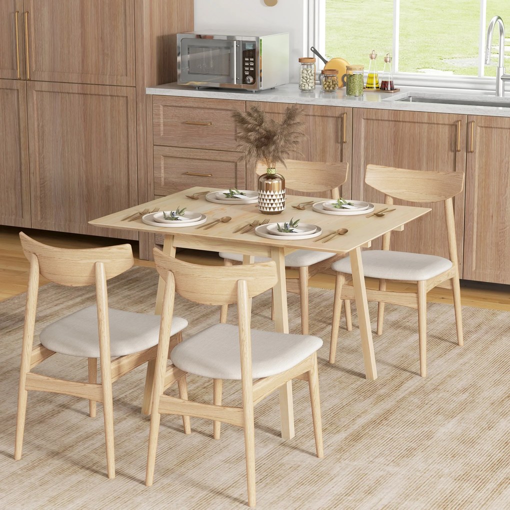 Mesa de cozinha dobrável (CADEIRAS NÃO INCLUIDAS), mesa de jantar dobrável com tampo rebatível em madeira para 2 a 4 pessoas, madeira natural