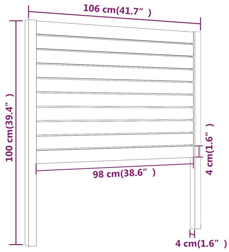 Cabeceira de cama 106x4x100 cm pinho maciço branco