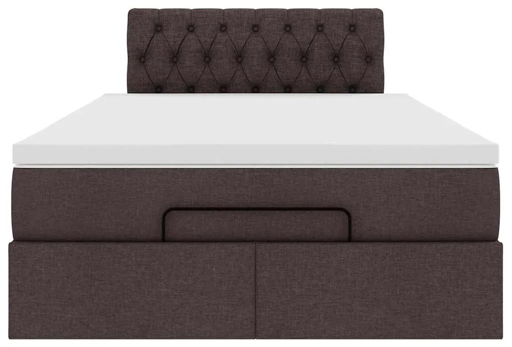Estrutura de cama otomana com colchão 120x190cm castanho escuro