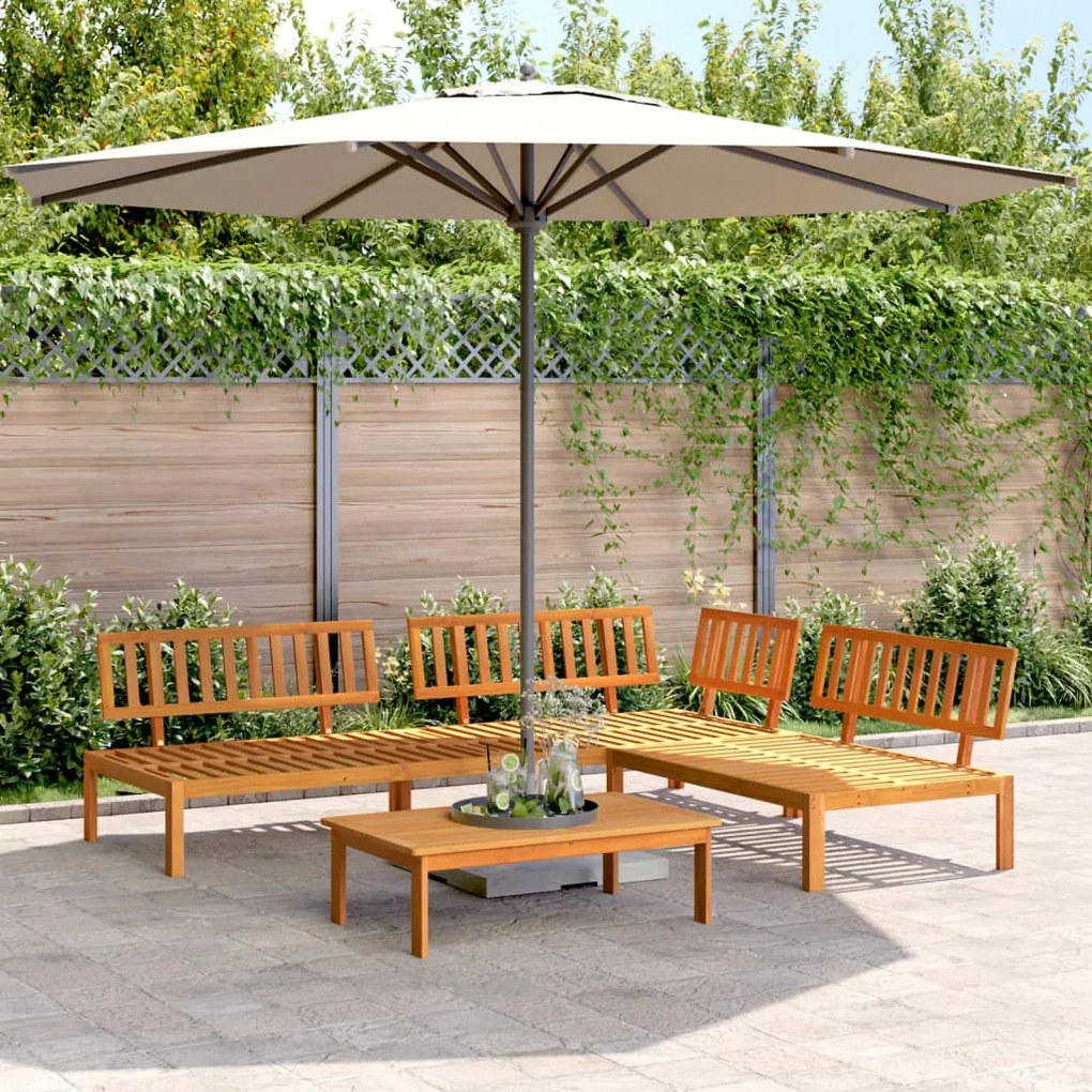 4 pcs conjunto de móveis de paletes p/ jardim acácia maciça