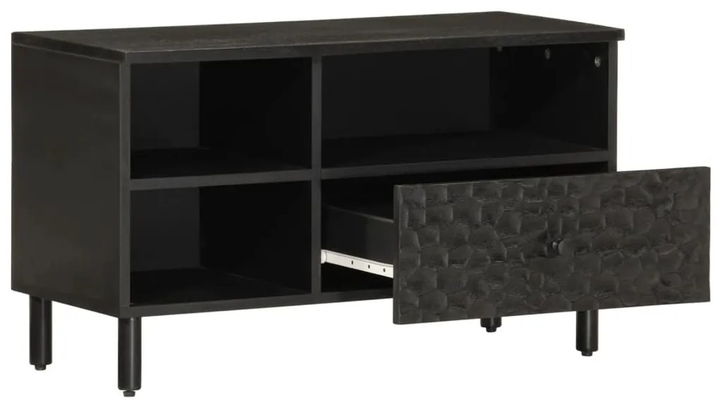 Móvel de TV 80x33x46 cm madeira de mangueira maciça preto
