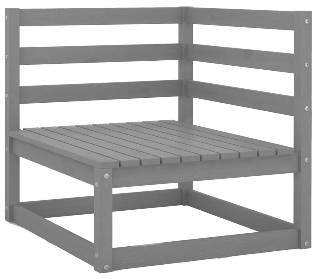 8 pcs conjunto lounge de jardim pinho maciço cinzento
