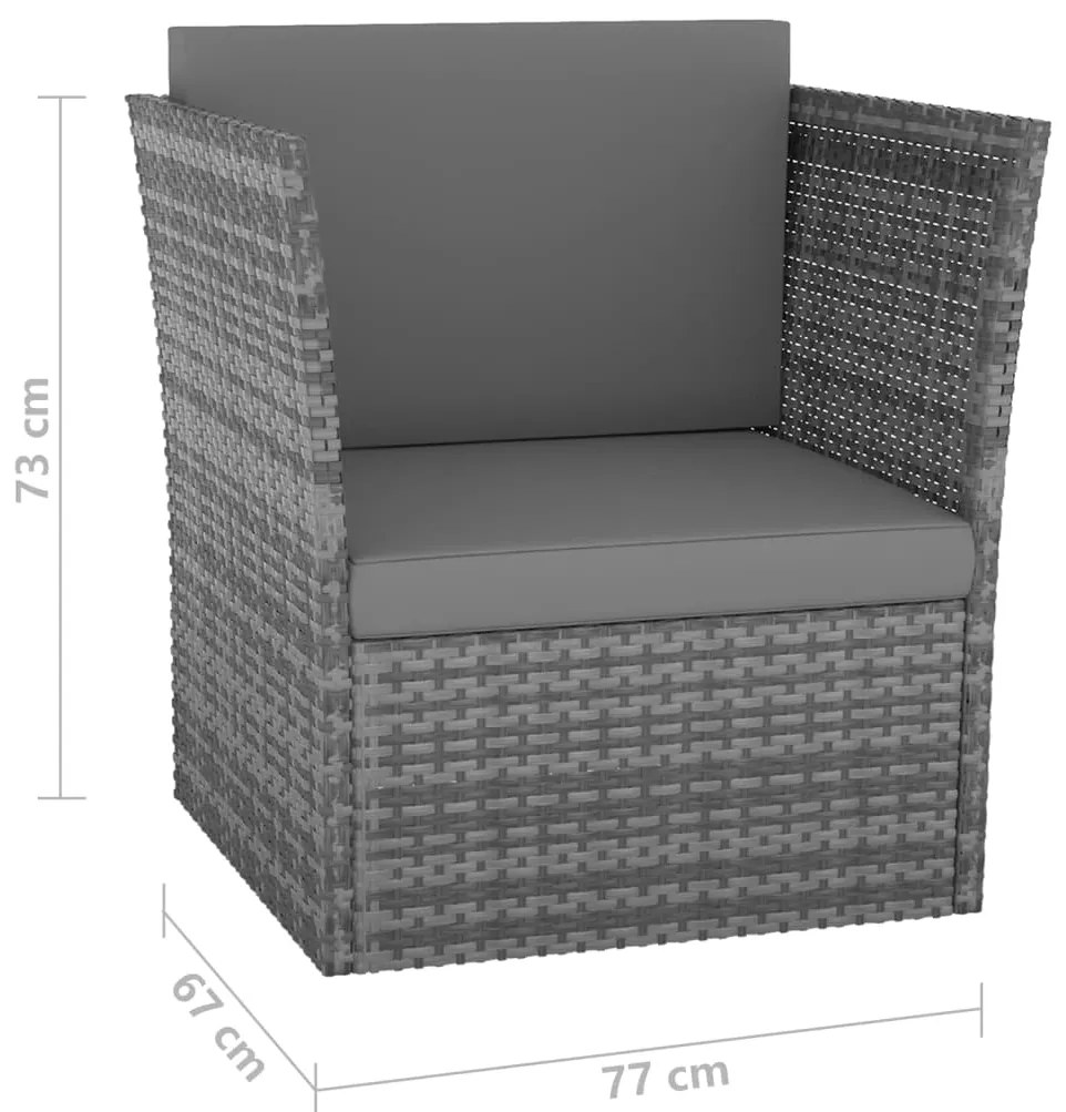 Cadeira de jardim com banco vime PE antracite