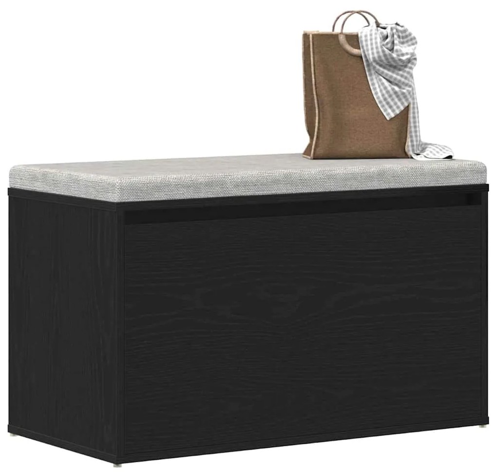 Banco de Hall vidaXL Preto Carvalho 80x40x45 cm Madeira de Engenharia