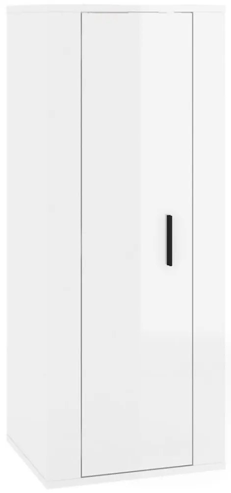 5 pcs conjunto móveis de TV madeira processada branco brilhante