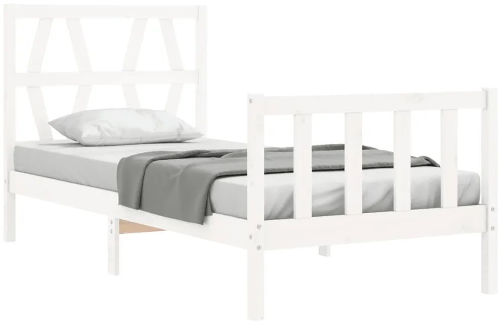 Cama sem colchão 90x200 cm madeira de pinho maciça branco