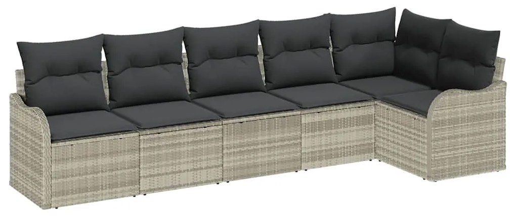 Conjunto de Sofá de Jardim de 6 Peças da com Almofadas Cinza Claro em
