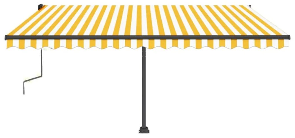 Toldo retrátil manual com LED 450x350 cm amarelo e branco