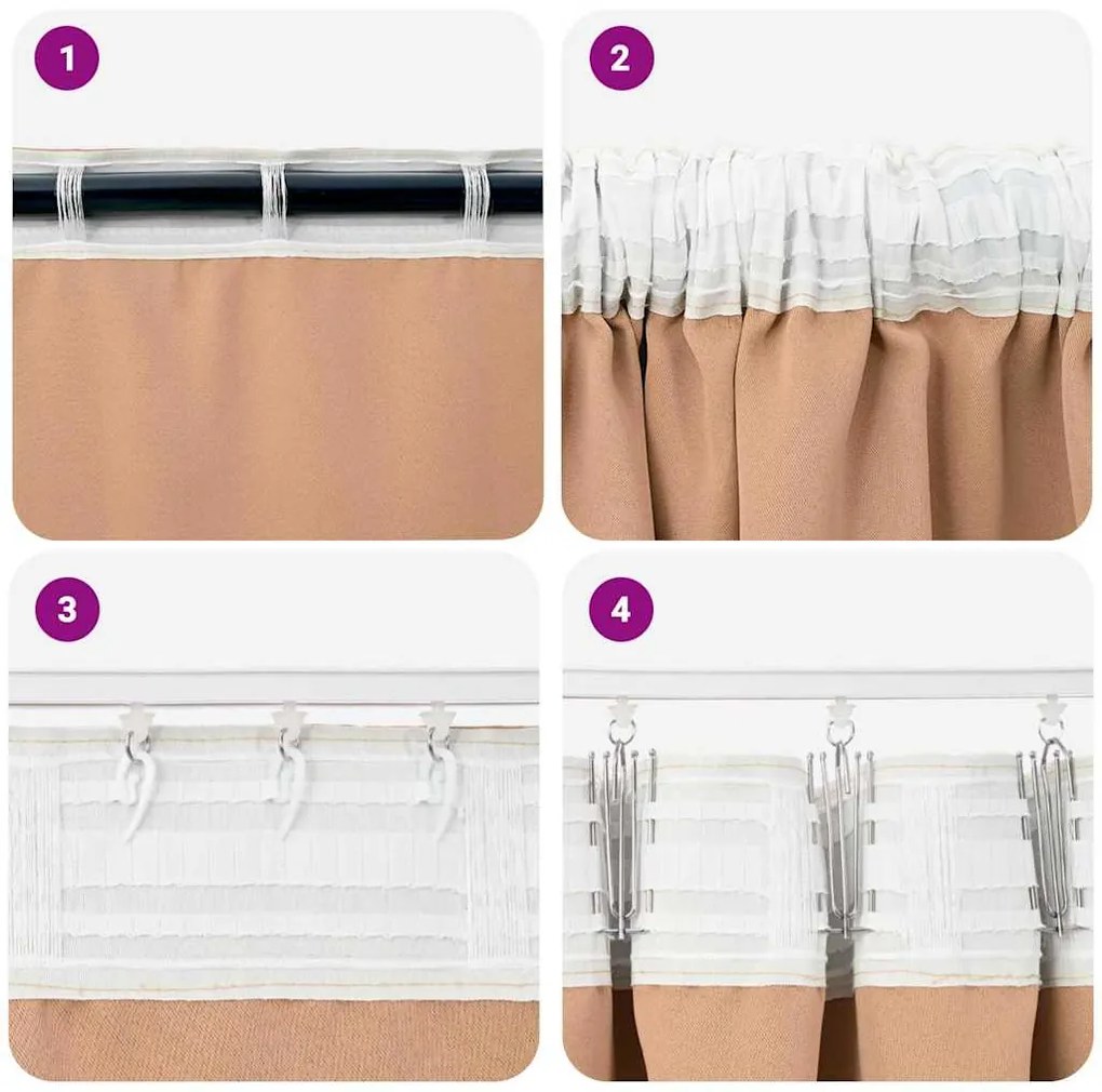 Cortinas 2 pcs Castanho-claro 225 x 140 cm Poliéster