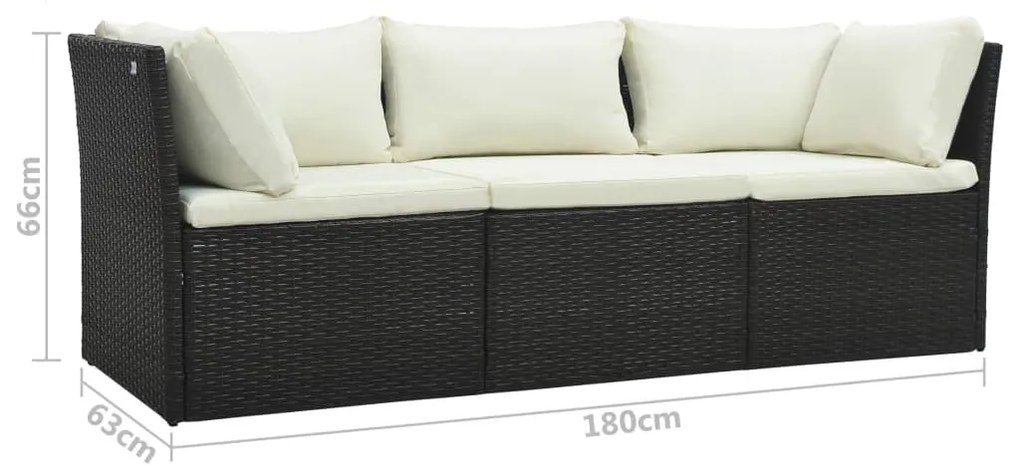 4 pcs conjunto lounge jardim c/ almofadões vime PE castanho