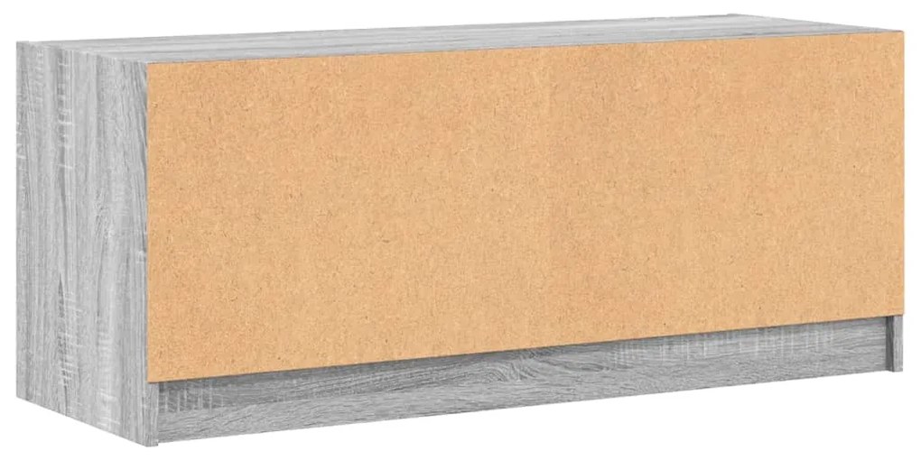 Móvel de TV c/ portas de vidro 102x37x42 cm cinza sonoma