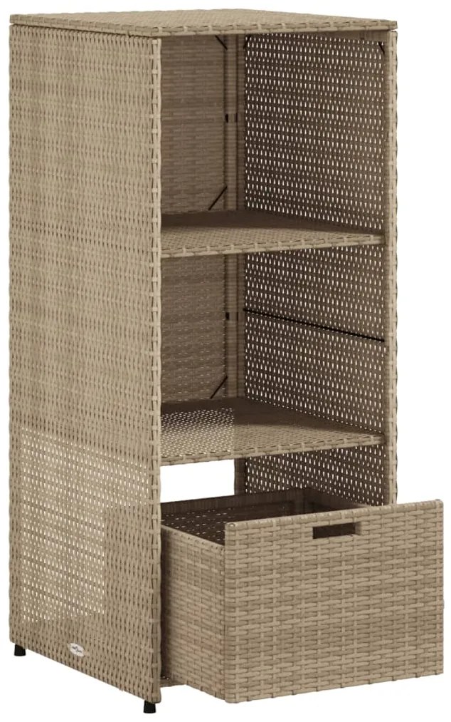 Armário de arrumação para jardim 50x55x115 cm vime PE bege