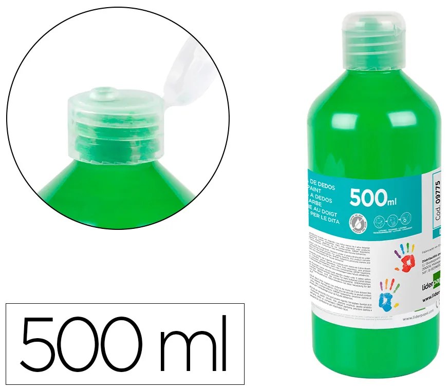 Pintura Dedos Botella de 500 Ml Verde