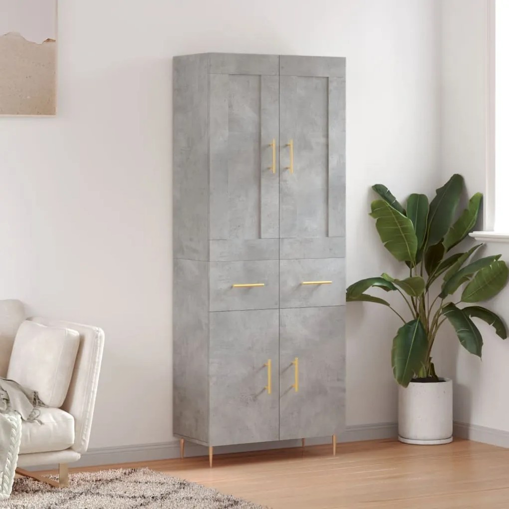 vidaXL Armário alto 69,5x34x180 cm derivados de madeira cinza cimento