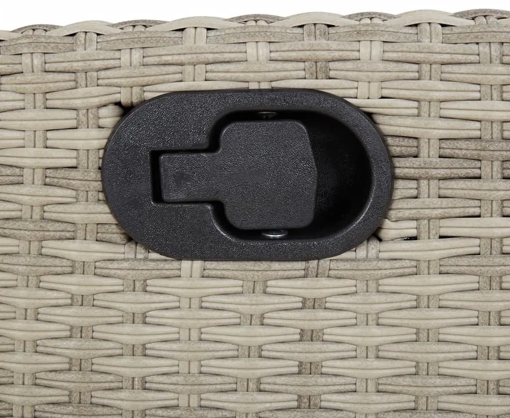 3 pcs conjunto bistrô com almofadões vime PE cinzento claro