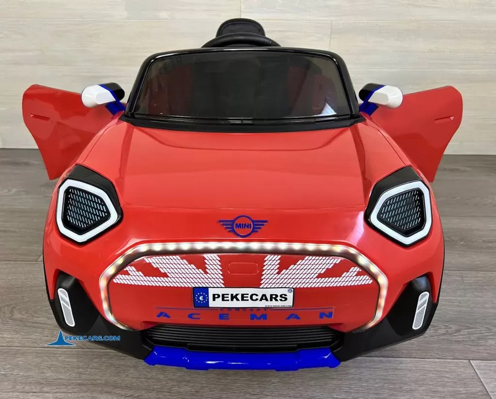 Carro elétrico para crianças MINI ACEMAN 12V 2.4G, Rodas de borracha, assento em pele sintética Vermelho