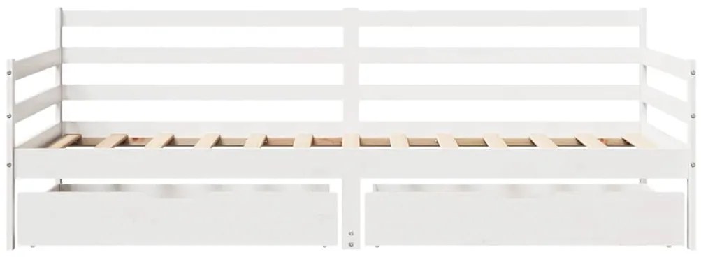 Sofá-cama c/ gavetas 90x190 cm madeira de pinho maciça branco