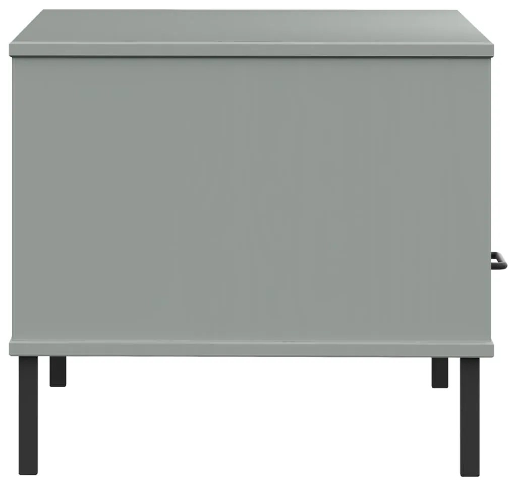 Mesa centro pernas de metal 85x50x45 madeira maciça OSLO cinza