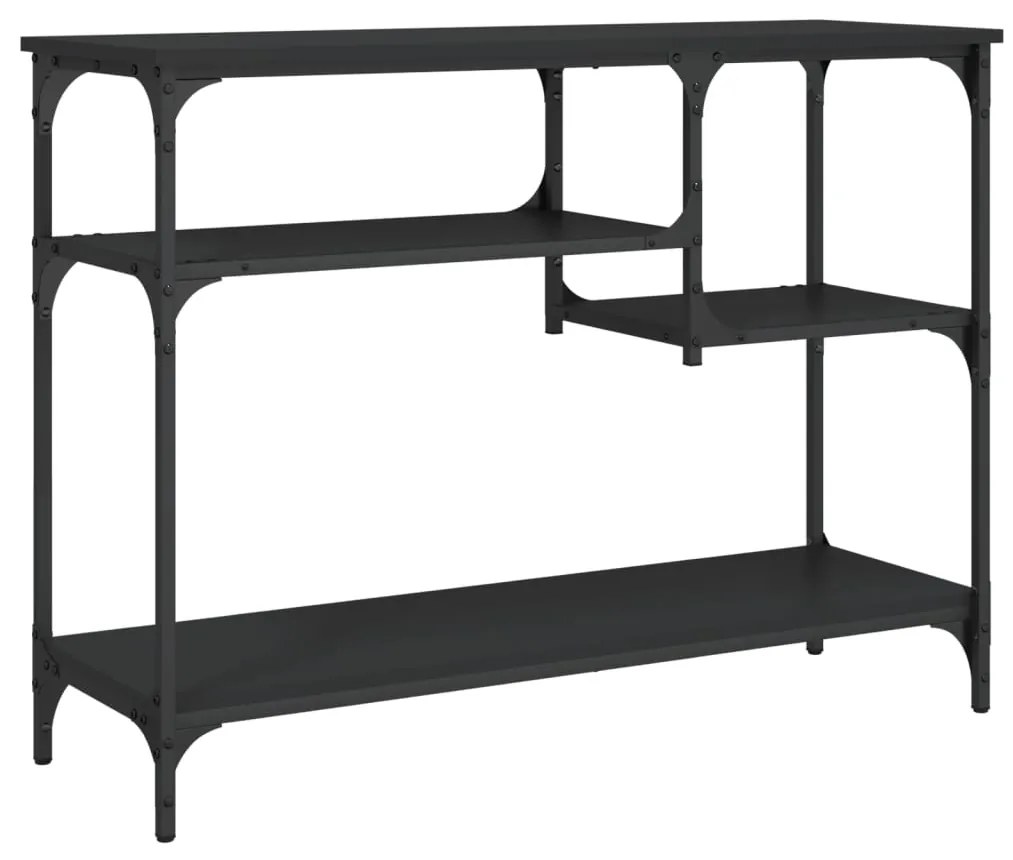 Mesa consola c/ prateleiras 100x35x75 cm preto