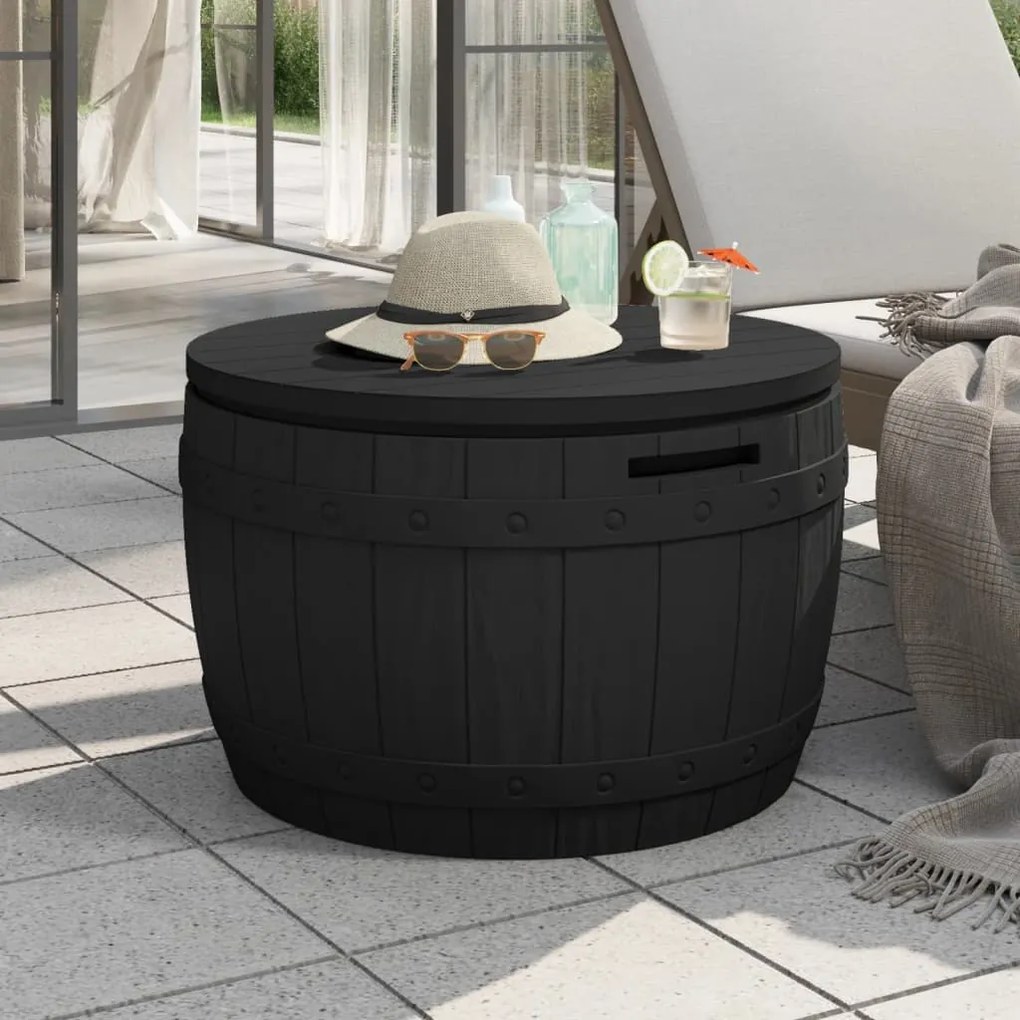 vidaXL Caixa arrumação para jardim 3 em 1 polipropileno preto