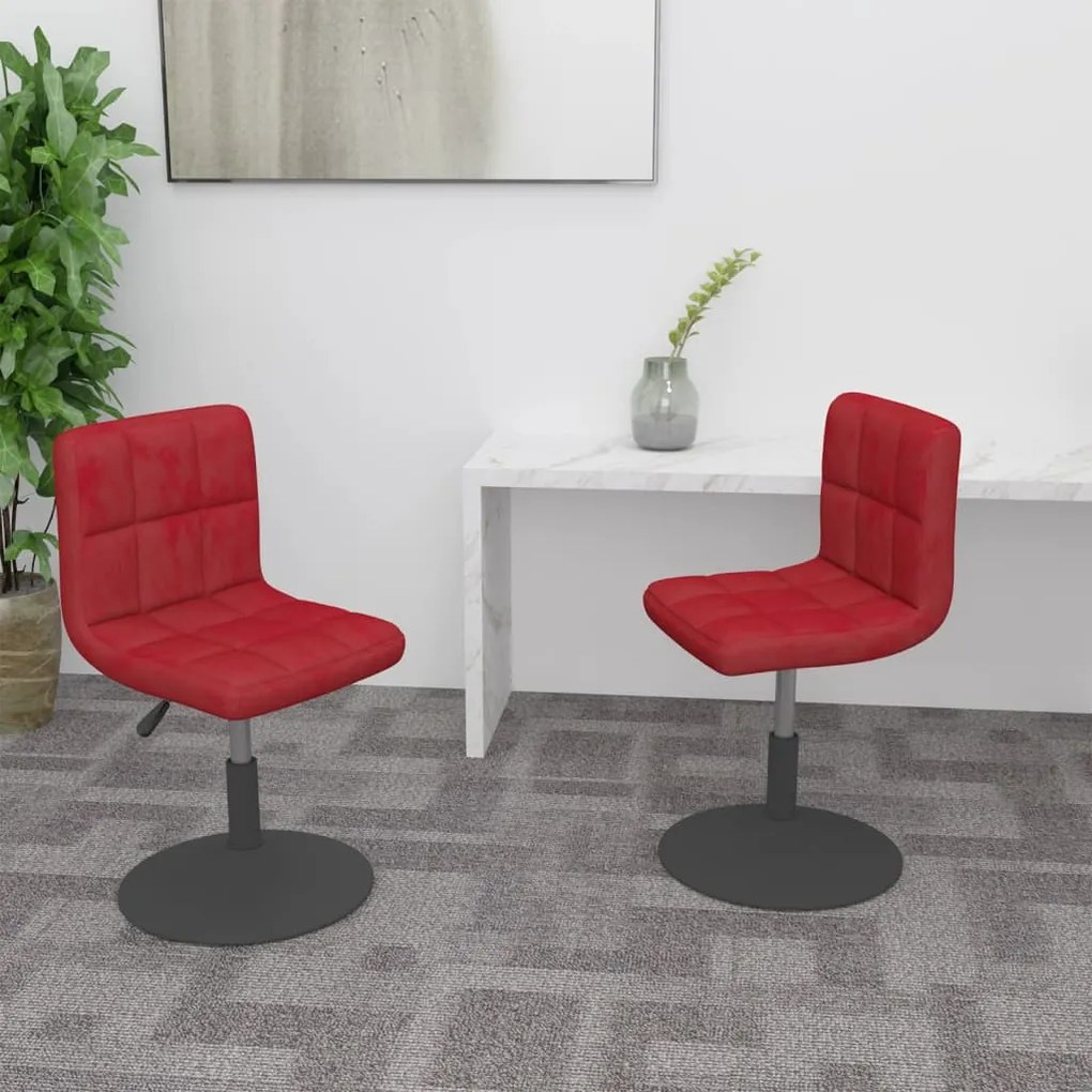 vidaXL Cadeiras de jantar giratórias 2 pcs veludo vermelho tinto