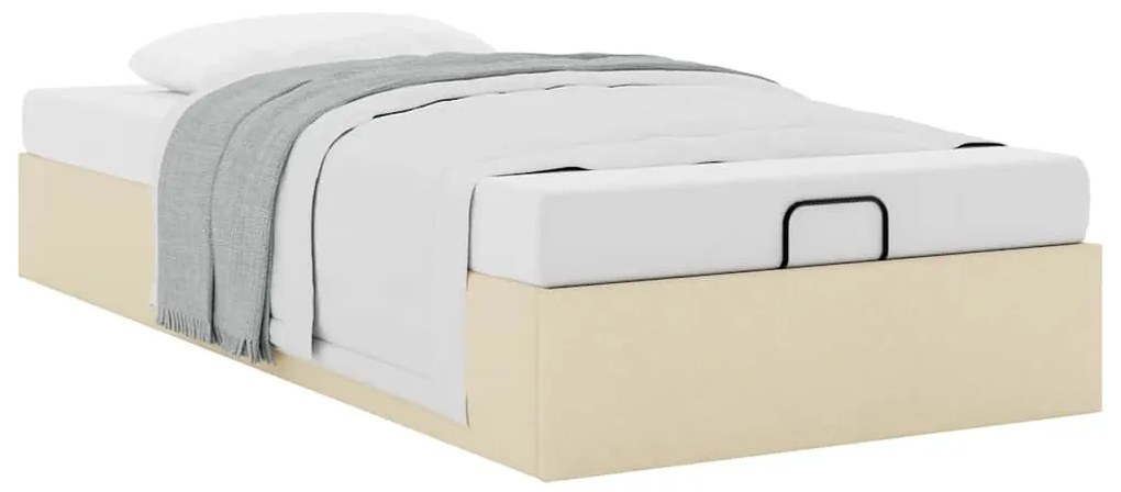 Estrutura de cama otomana sem colchão 90x200 cm tecido creme