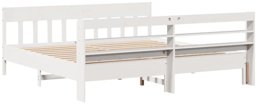 Cama sem colchão 200x200 cm madeira de pinho maciça branco