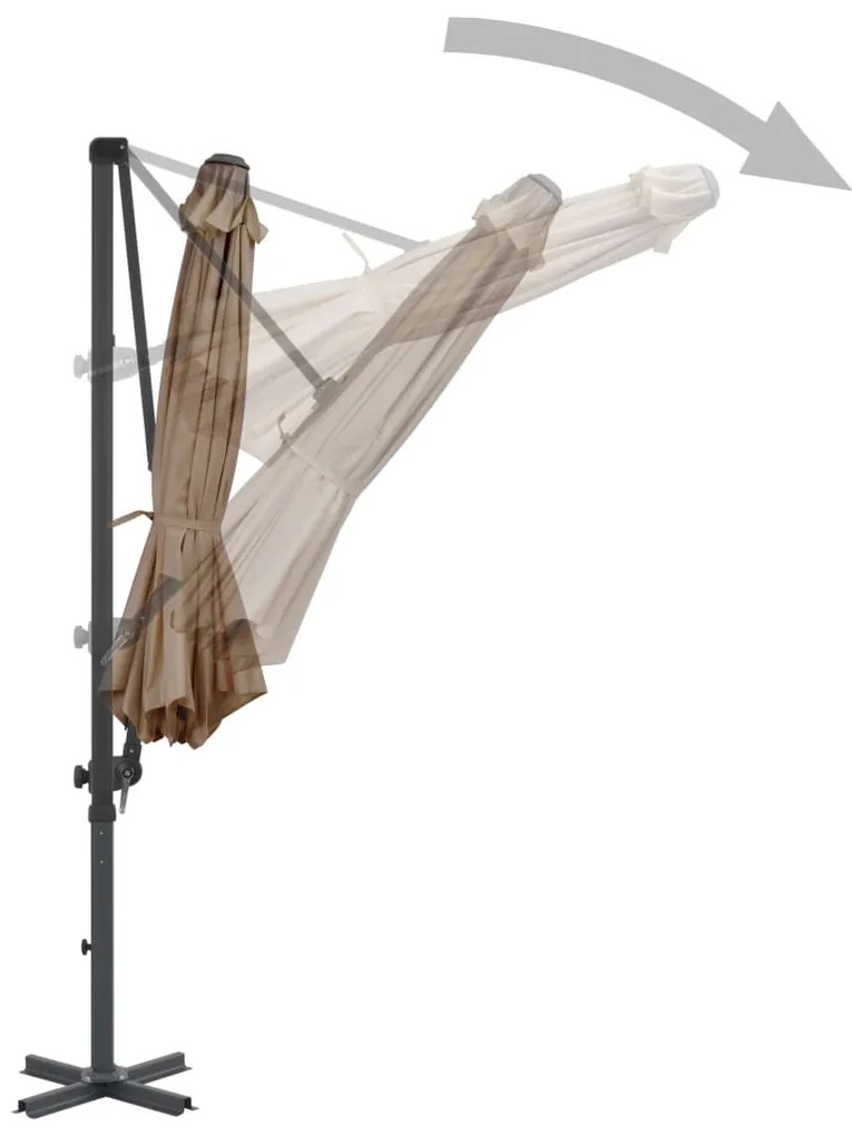 Guarda-sol cantilever c/ poste alumínio 300cm cinza-acastanhado