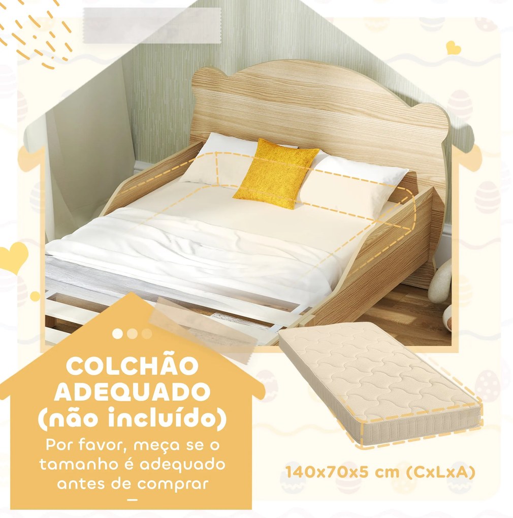 AIYAPLAY Cama para Crianças +3 Anos para Colchão de 140x70 cm Cama Inf