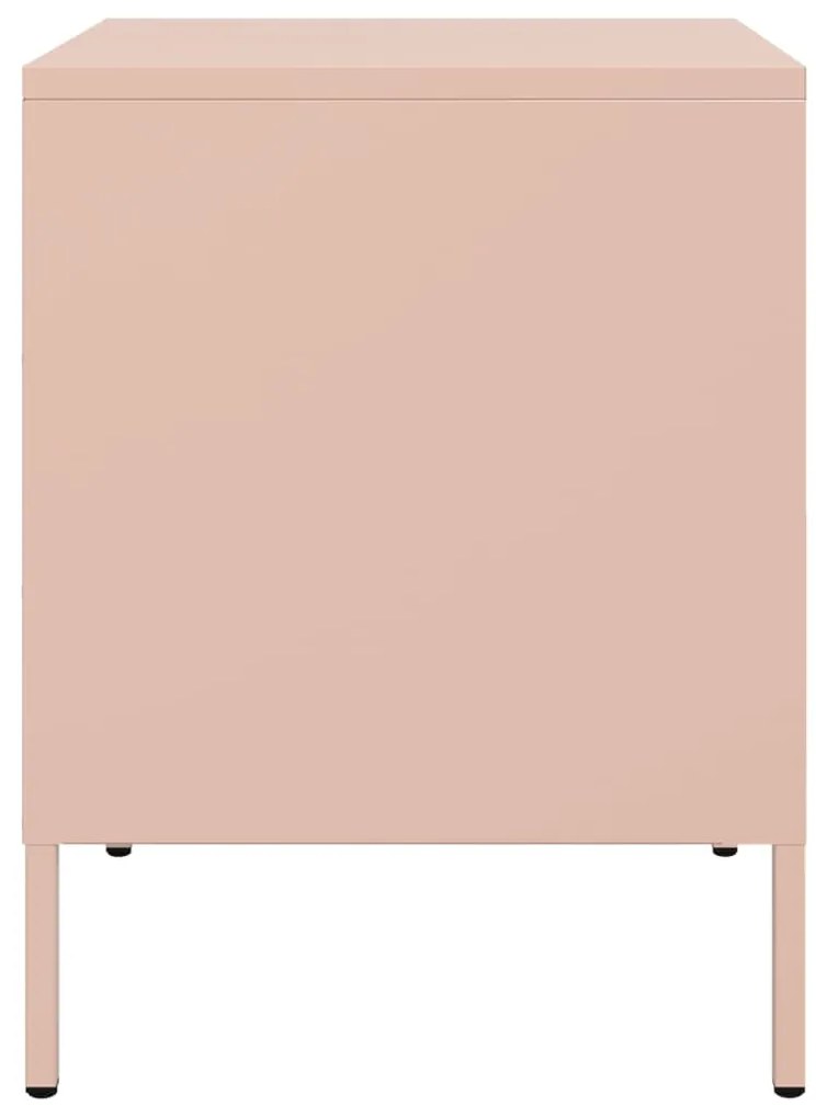 Mesas de cabeceira 2 pcs 36x39x50,5 cm aço rosa