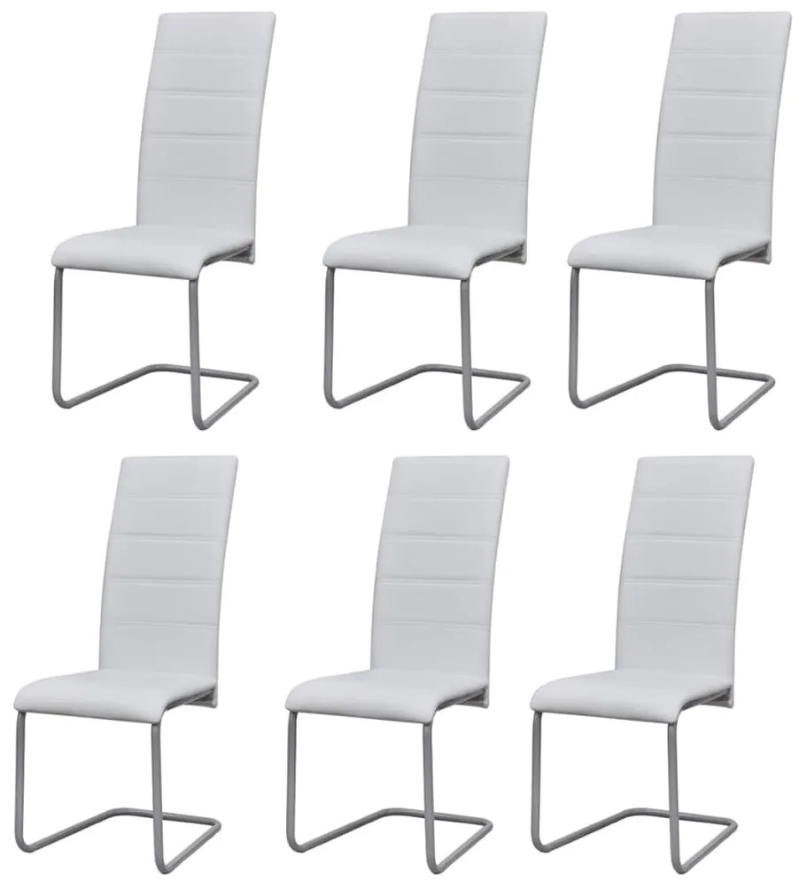 vidaXL Cadeiras de jantar cantilever 6 pcs couro artificial branco