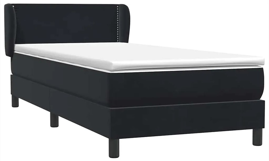 Cama box spring com colchão 90x210 cm veludo preto