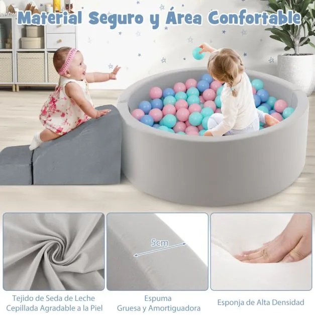 Piscina de bolas de espuma macia e redonda 90 x 30 cm para crianças e bebés com saco de arrumação