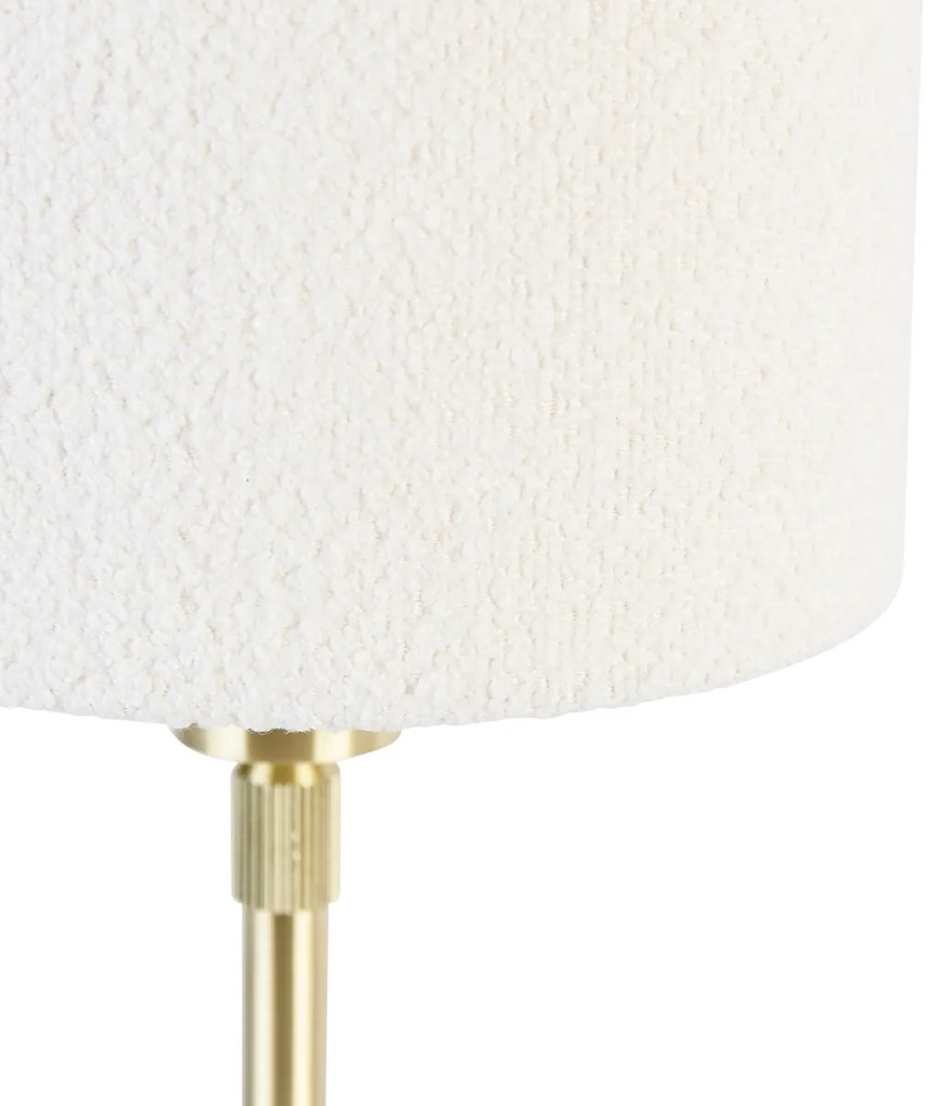 Candeeiro de mesa dourado regulável com abajur branco 20 cm - Parte Design