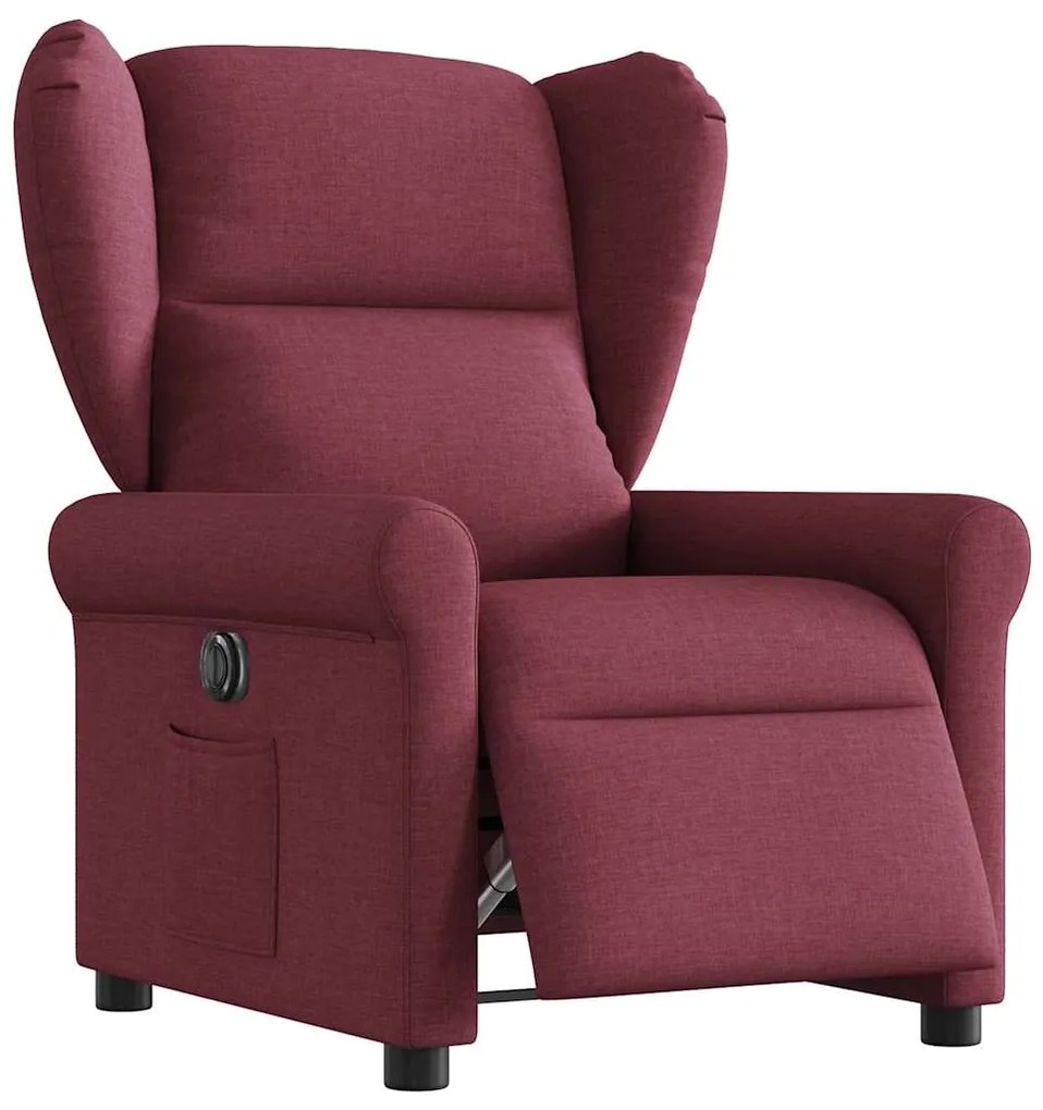 vidaXL Poltrona elétrica reclinável tecido vermelho tinto