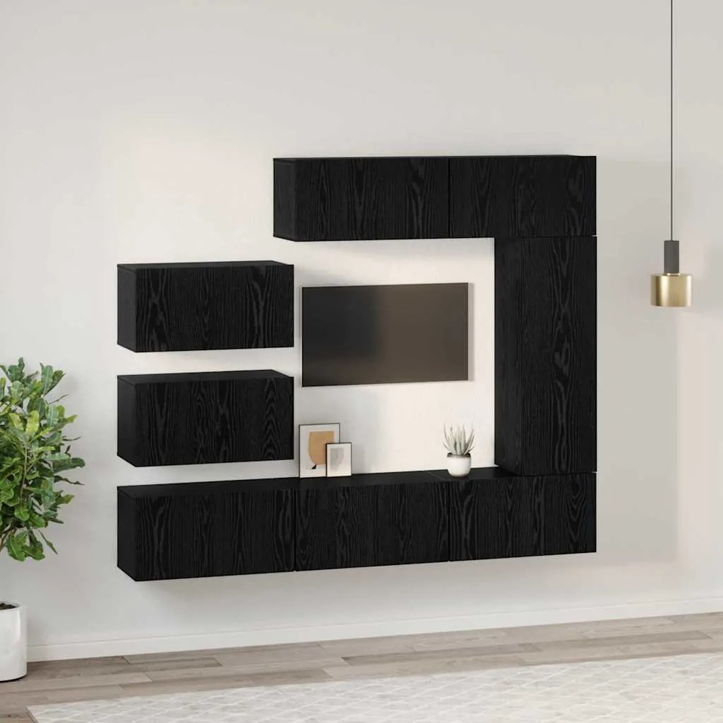 Conjunto de móvel de TV 8 pcs Carvalho preto 30.5 x 30 x 90 cm