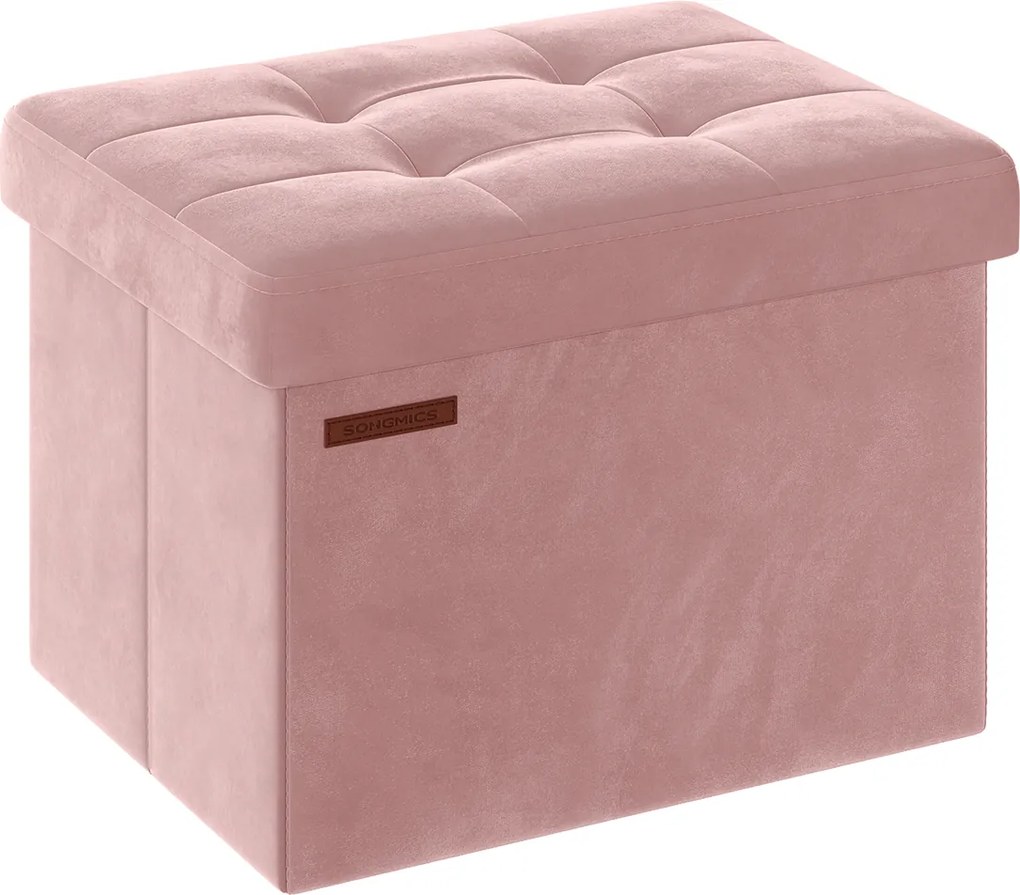 Banco de arrumação com tampa com capacidade para 130 kg 31 x 41 x 31 cm cor-de-rosa pastel