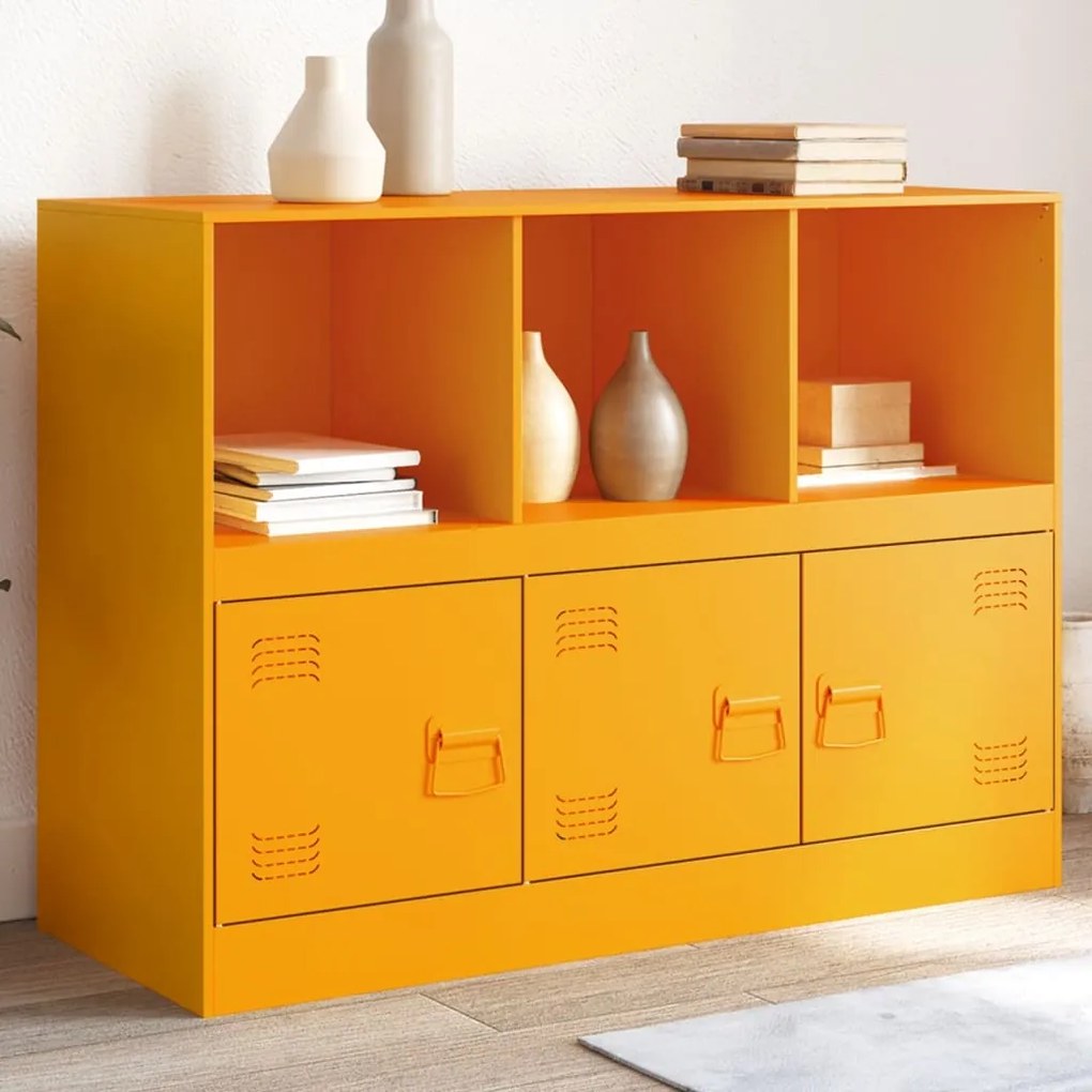 vidaXL Aparador 99x39x73 cm aço amarelo mostarda