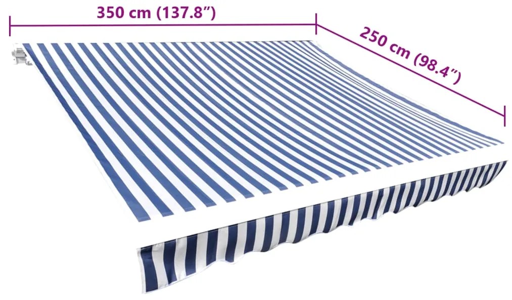 Lona para toldo azul e branco 350x250 cm