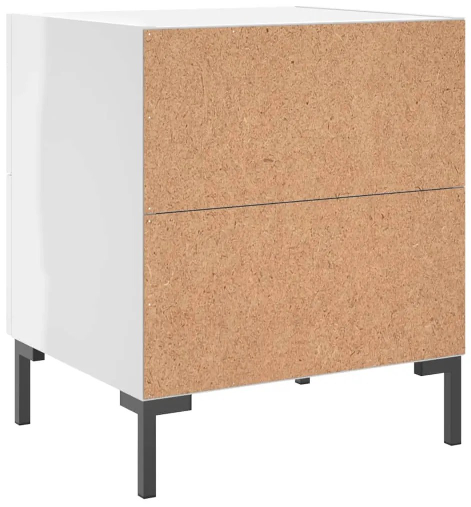 Mesas de cabeceira 2pcs derivados de madeira branco brilhante
