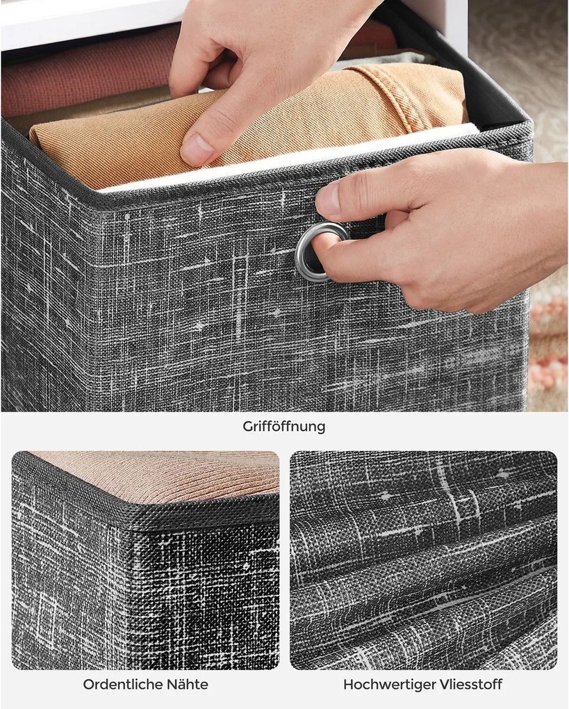 Conjunto de 6 unidades Caixas de arrumação 26 x 26 x 28 cm, preto mesclado