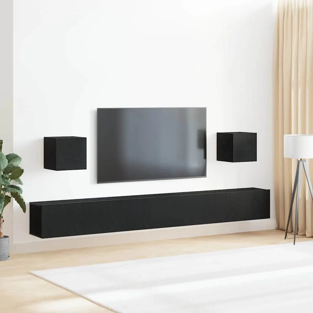Conjunto de 7 Peças de Armários para TV vidaXL Carvalho Preto Madeira Engenheirada
