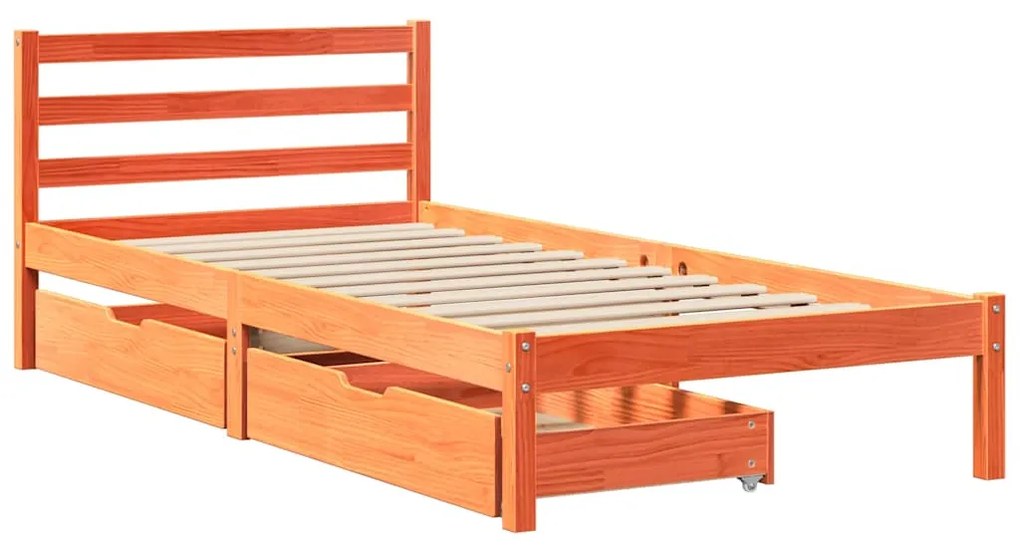 Cama sem colchão 90x190 cm madeira de pinho maciça castanho-mel
