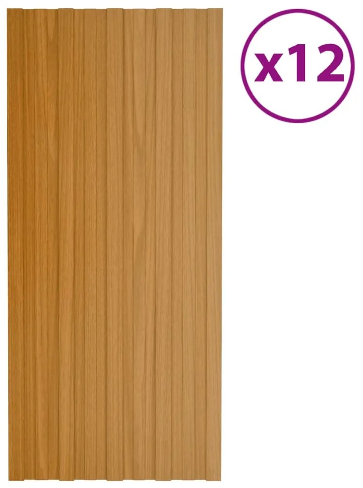 Painéis de telhado 12 pcs 100x45 cm aço galvanizado natural